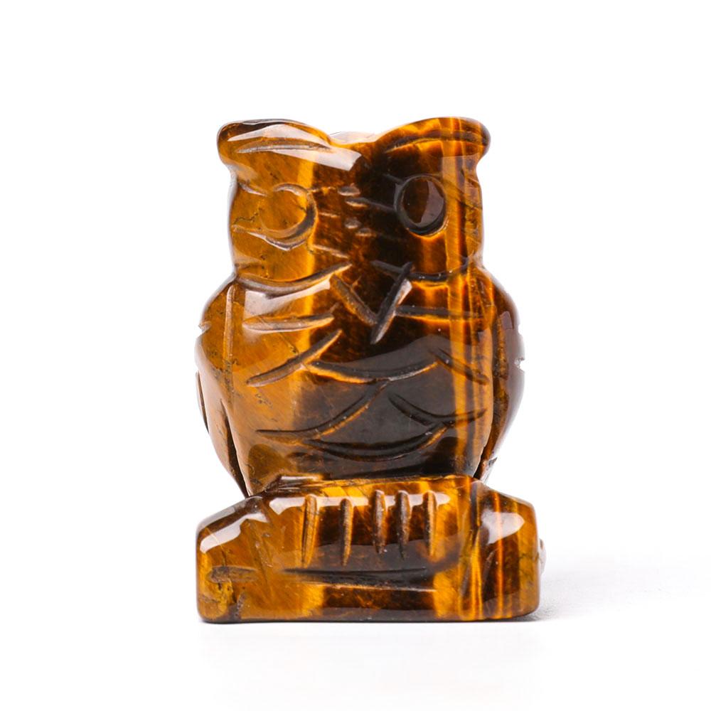 2.0" Tiger Eye Owl Figurine Crystal Carvings Animal Bulk Best Crystal Wholesalers