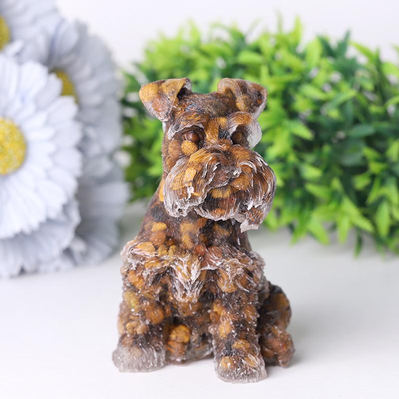 4.2" Crystal Chips Resin Schnauzer Carving for Decoration Best Crystal Wholesalers