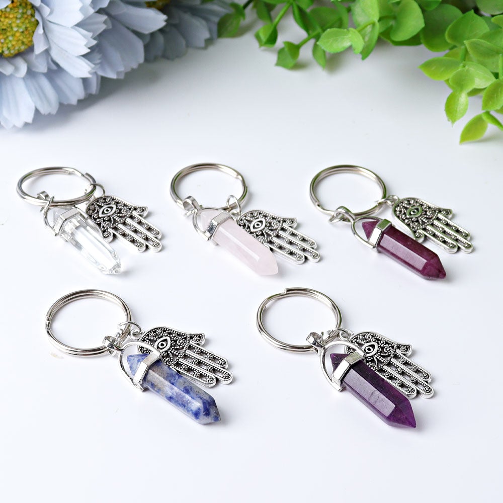 2.5“ Double Terminated Point with Devil's Eye Hand Key Chain for DIY Best Crystal Wholesalers