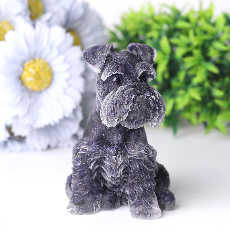 4.2" Crystal Chips Resin Schnauzer Carving for Decoration Best Crystal Wholesalers