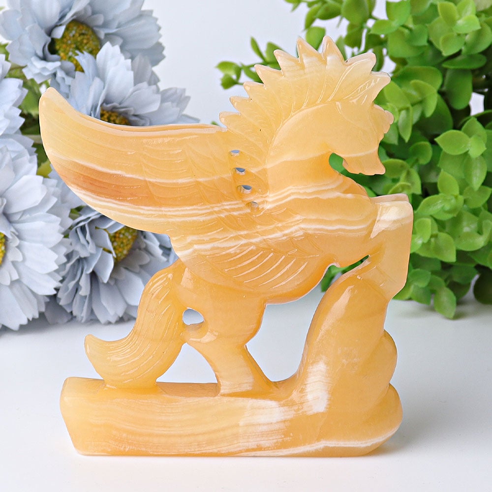 4.8" Yellow Calcite Unicorn Crystal Carvings Free Form Animal Bulk Best Crystal Wholesalers