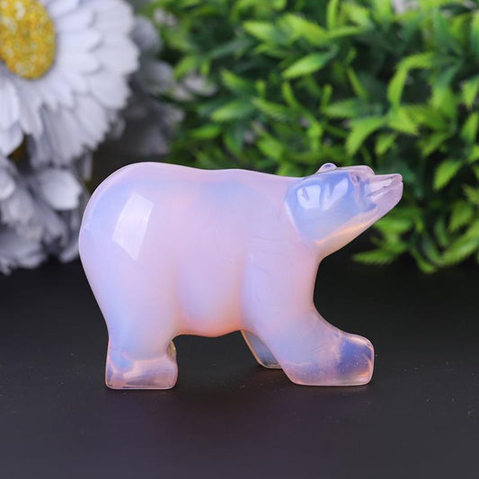 3" Pink Opal Bear Carving for Collection Crystal Gift Animal Bulk Best Crystal Wholesalers