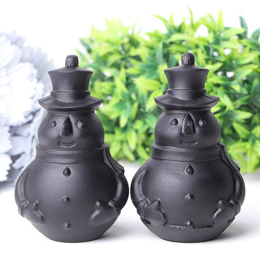 3.7" Black Obsidian Snowman Crystal Carvings Best Crystal Wholesalers