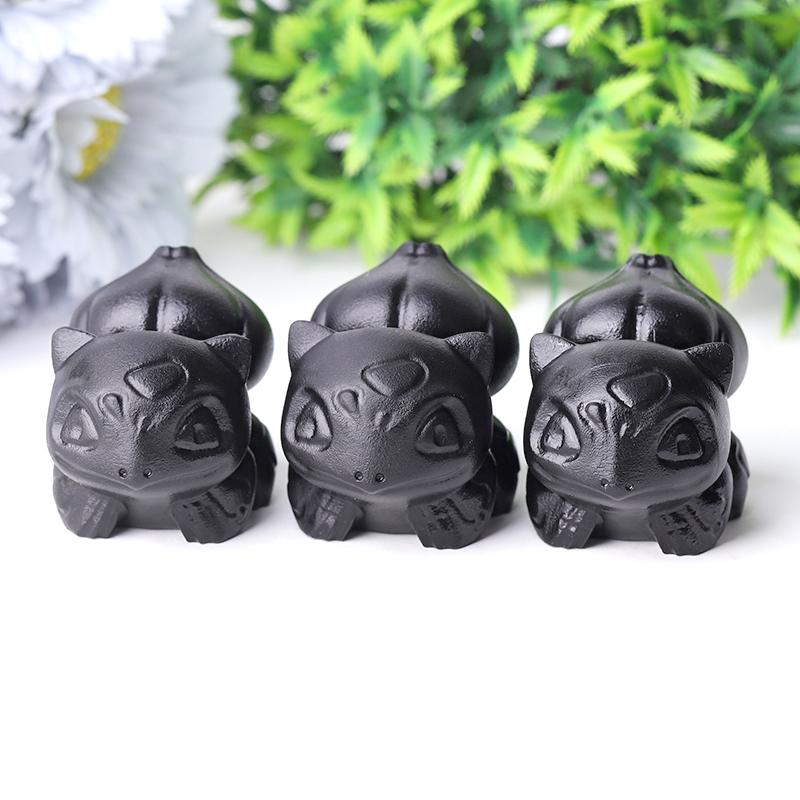 2" Black Obsidian Bulbasaur Crystal Carvings Cartoon Bulk Best Crystal Wholesalers