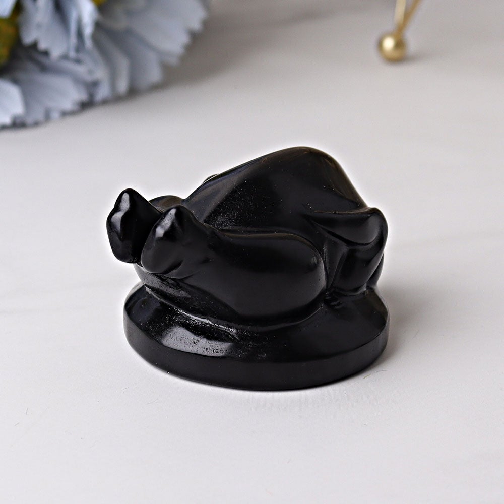 2.35" Black Obsidian Roast Turkey Crystal Carvings Best Crystal Wholesalers