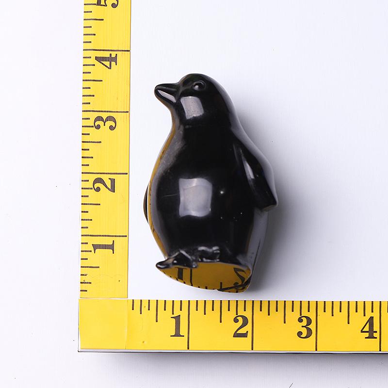 3.2" Silver Obsidian Penguin Crystal Carvings Animal Bulk Best Crystal Wholesalers