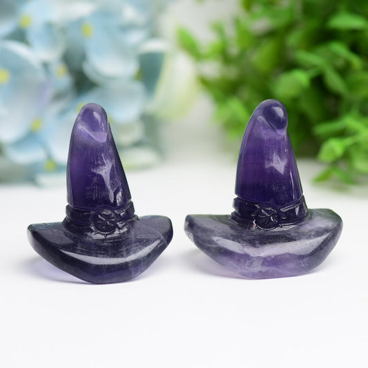 2.0" Fluorite Witch's Hat for Halloween Carvings Cartoon Model Bulk Best Crystal Wholesalers