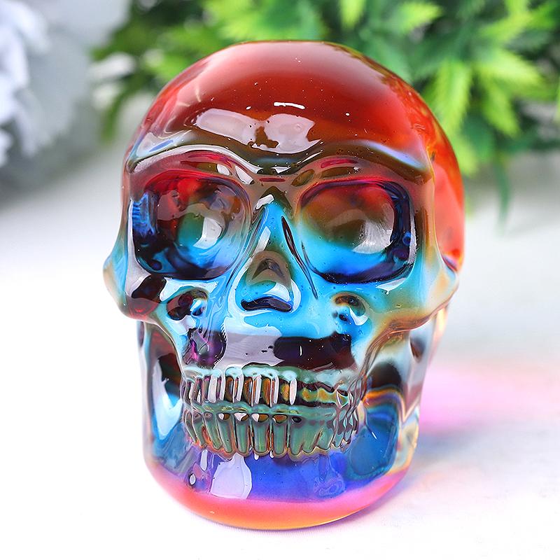 3" Aura Glass Skull Crystal Carvings Best Crystal Wholesalers