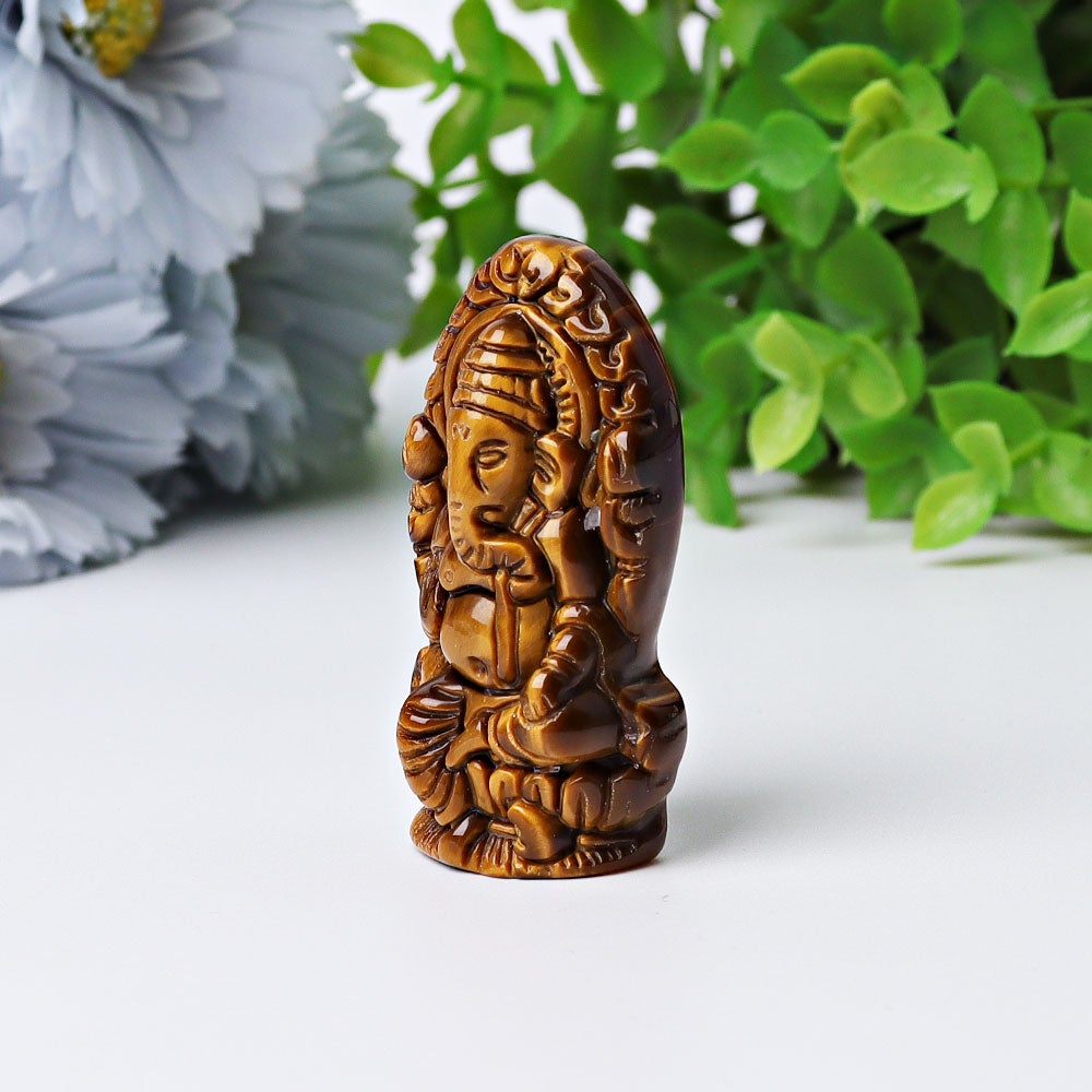 1.9" Tiger's Eye Ganesha Crystal Carving Best Crystal Wholesalers