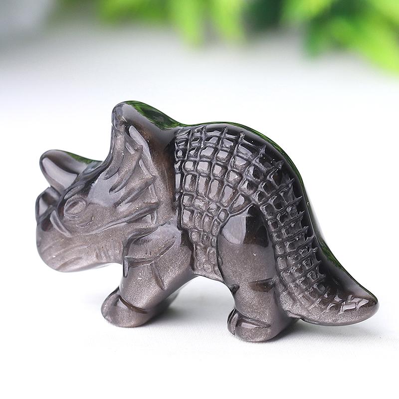 1.7" Silver Obsidian Dinosaur Crystal Carvings Animal Bulk Best Crystal Wholesalers