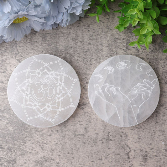 4" Selenite Plate with Printing Best Crystal Wholesalers