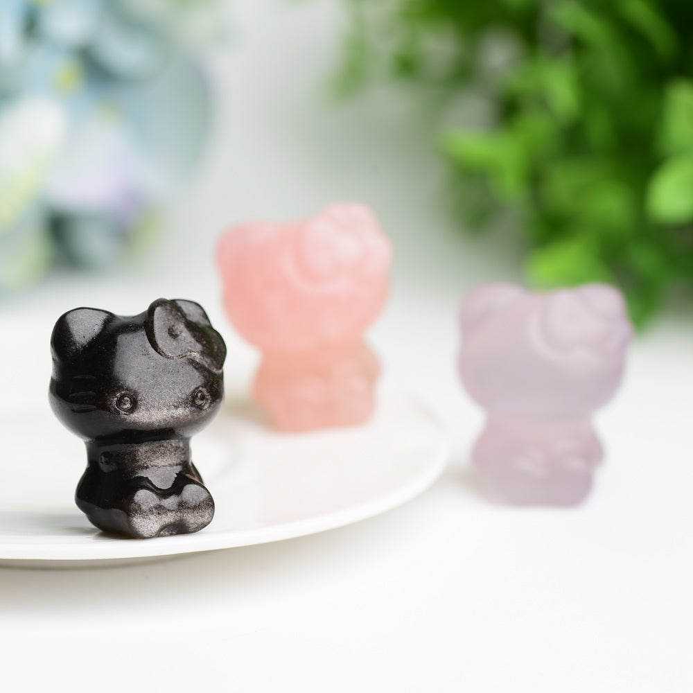 1.3" Mini Hello Kitty Cat Crystal Carving Bulk WholesaleBest Crystal Wholesalers