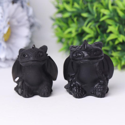 Black Obsidian Toothless Crystal Carvings Cartoon Bulk Best Crystal Wholesalers