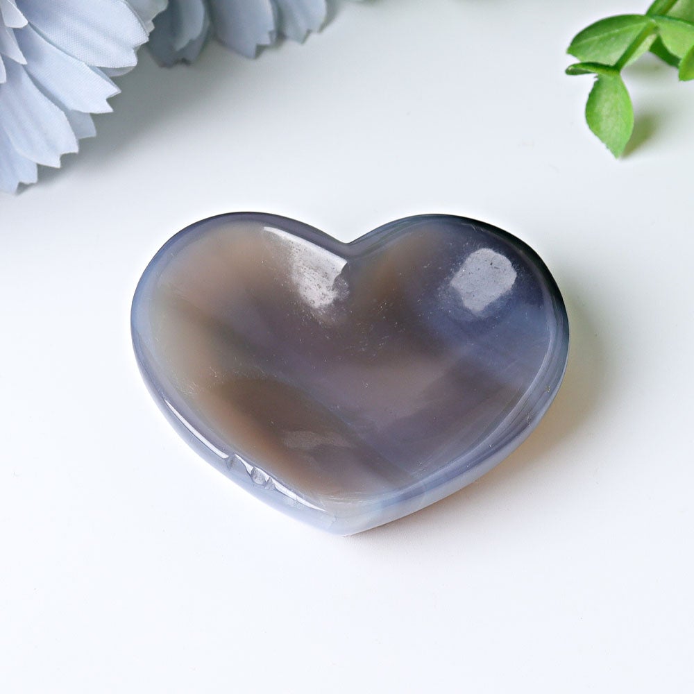 2.1" Agate Heart Shape Bowls Crystal Carvings Best Crystal Wholesalers