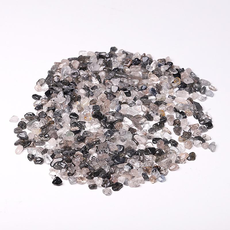 0.1kg Different Size Natural Blak Tourmaline in Quartz Chips Crystal Chips for Decoration Best Crystal Wholesalers