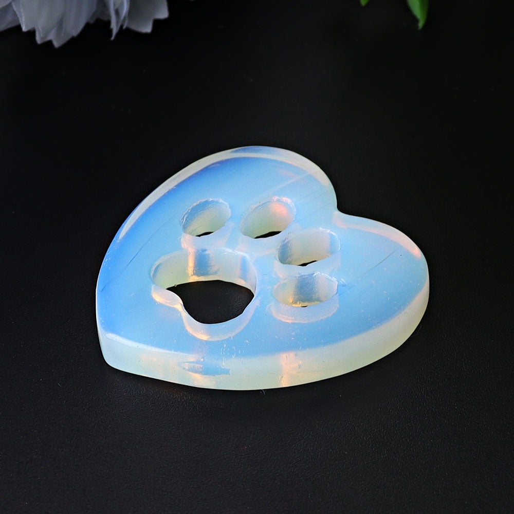 1.9" Opalite Heart with Cat Paw Crystal Carvings Best Crystal Wholesalers