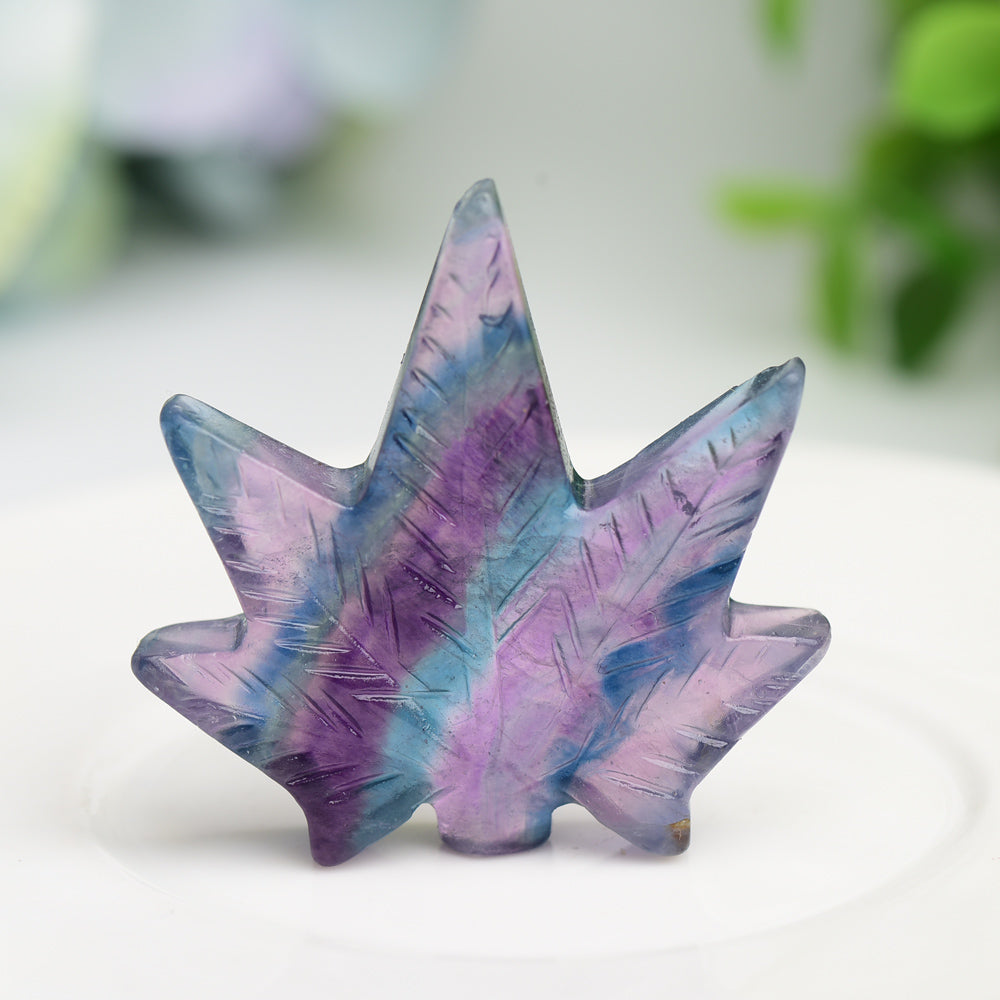 1.7" Mixed Crystal Maple Leaf Crystal Carving Bulk WholesaleBest Crystal Wholesalers