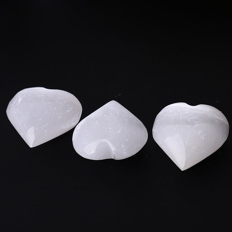 1.5" Selenite Heart Palm Stone with Laser Engraving Pattern Bulk Best Crystal Wholesalers