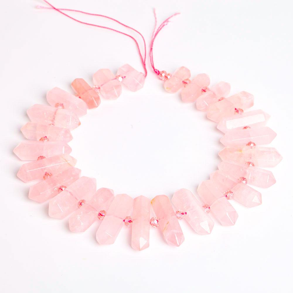 Rose Quartz Crystal Point Chain String for DIY Best Crystal Wholesalers