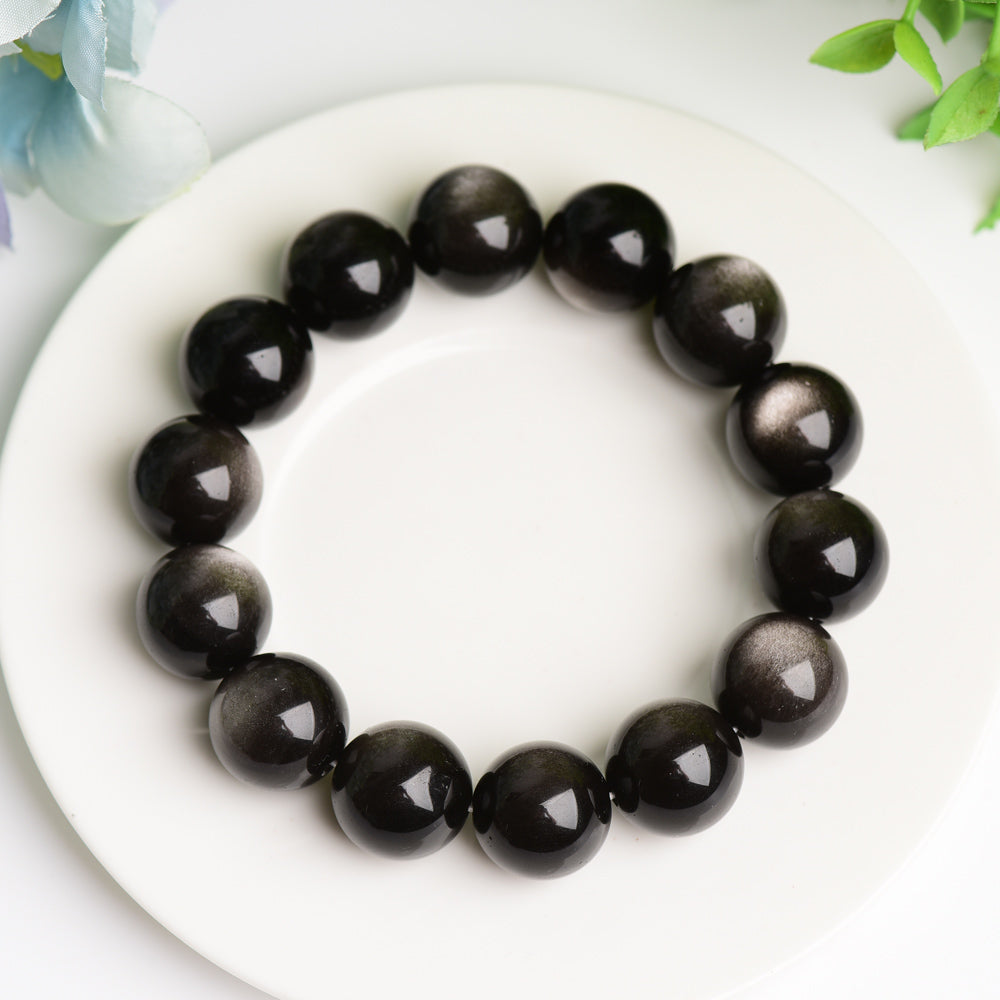 16mm Silver Obsidian Bracelet Bulk WholeslaeBest Crystal Wholesalers