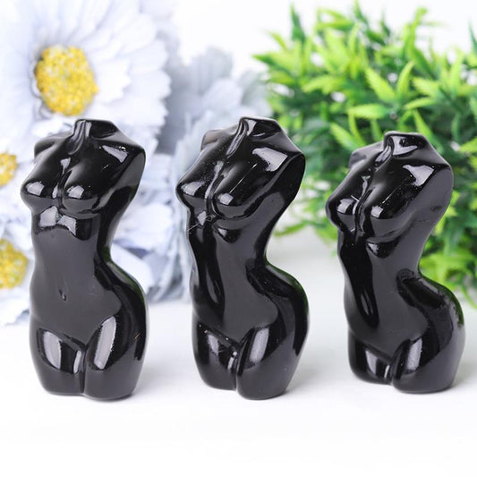 3" Black Obsidian Woman Model Body Crystal Carvings Best Crystal Wholesalers