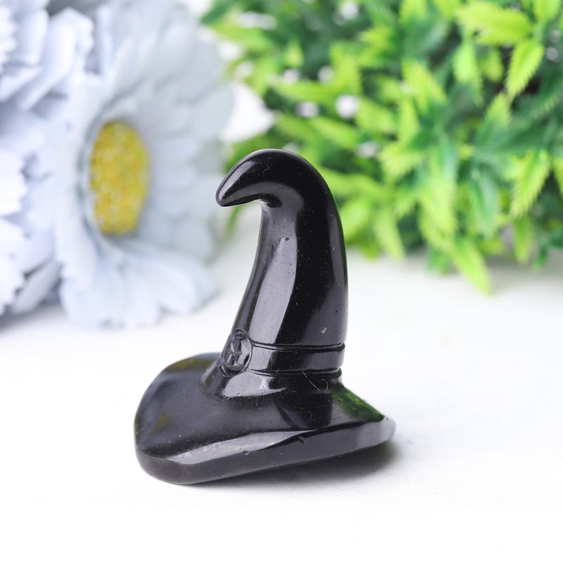 2.25" Black Obsidian Witch's Hat Crystal Carvings Best Crystal Wholesalers