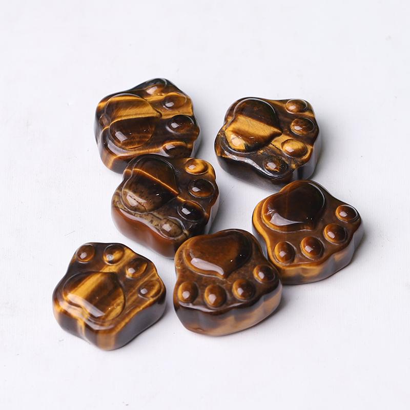 0.7" Tiger Eye Cat Paw Crystal Carvings Animal Bulk Best Crystal Wholesalers