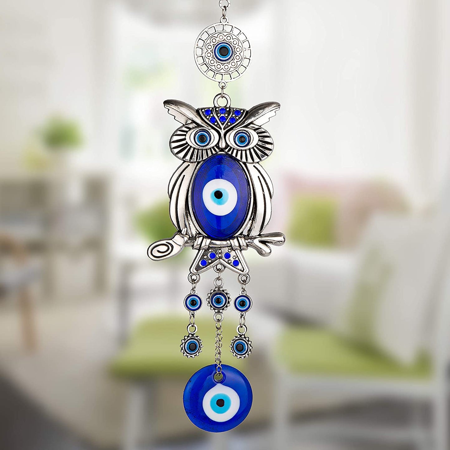 Blue Evil Eye Owl 11.7 Inches Pendant Decoration Best Crystal Wholesalers