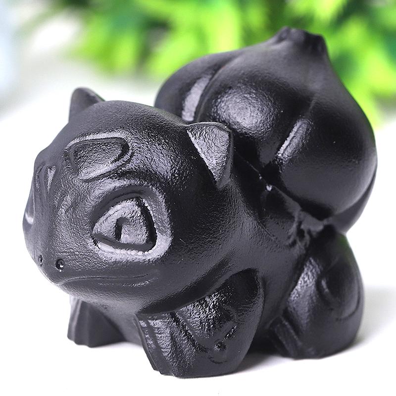 2" Black Obsidian Bulbasaur Crystal Carvings Cartoon Bulk Best Crystal Wholesalers