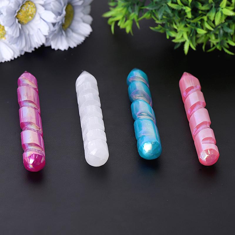 6" Aura Spiral Selenite Wands Bulk Best Crystal Wholesalers