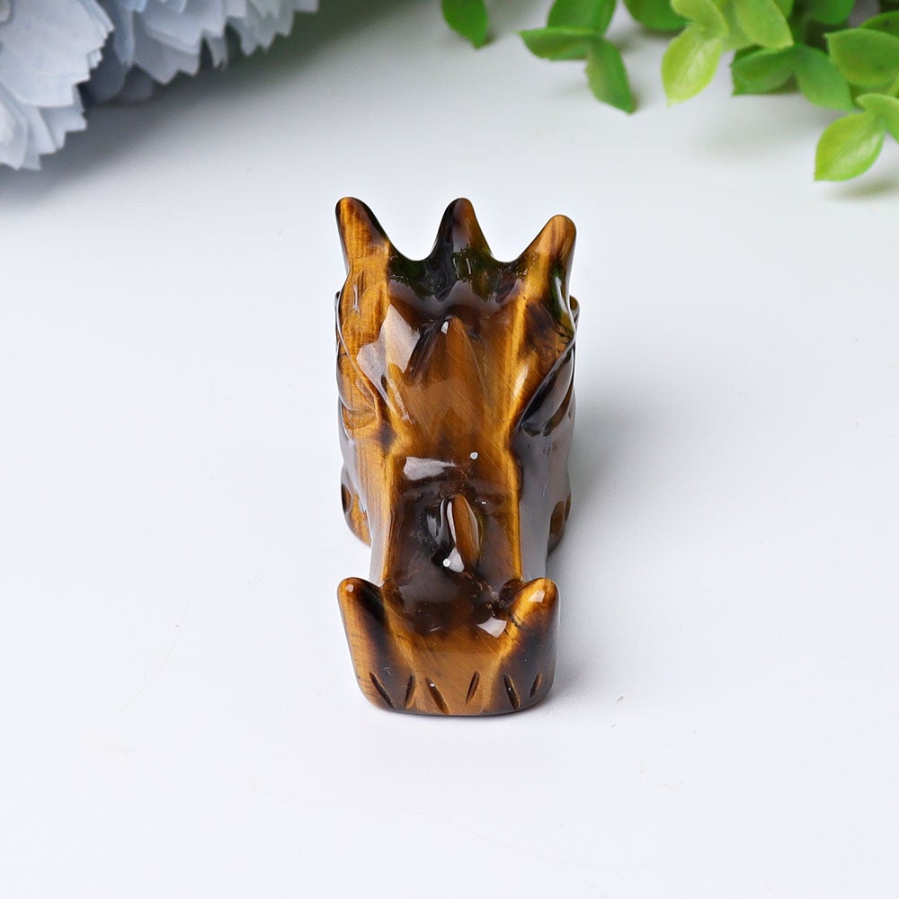 2" Tiger's Eye Dragon Head Crystal Carvings Best Crystal Wholesalers