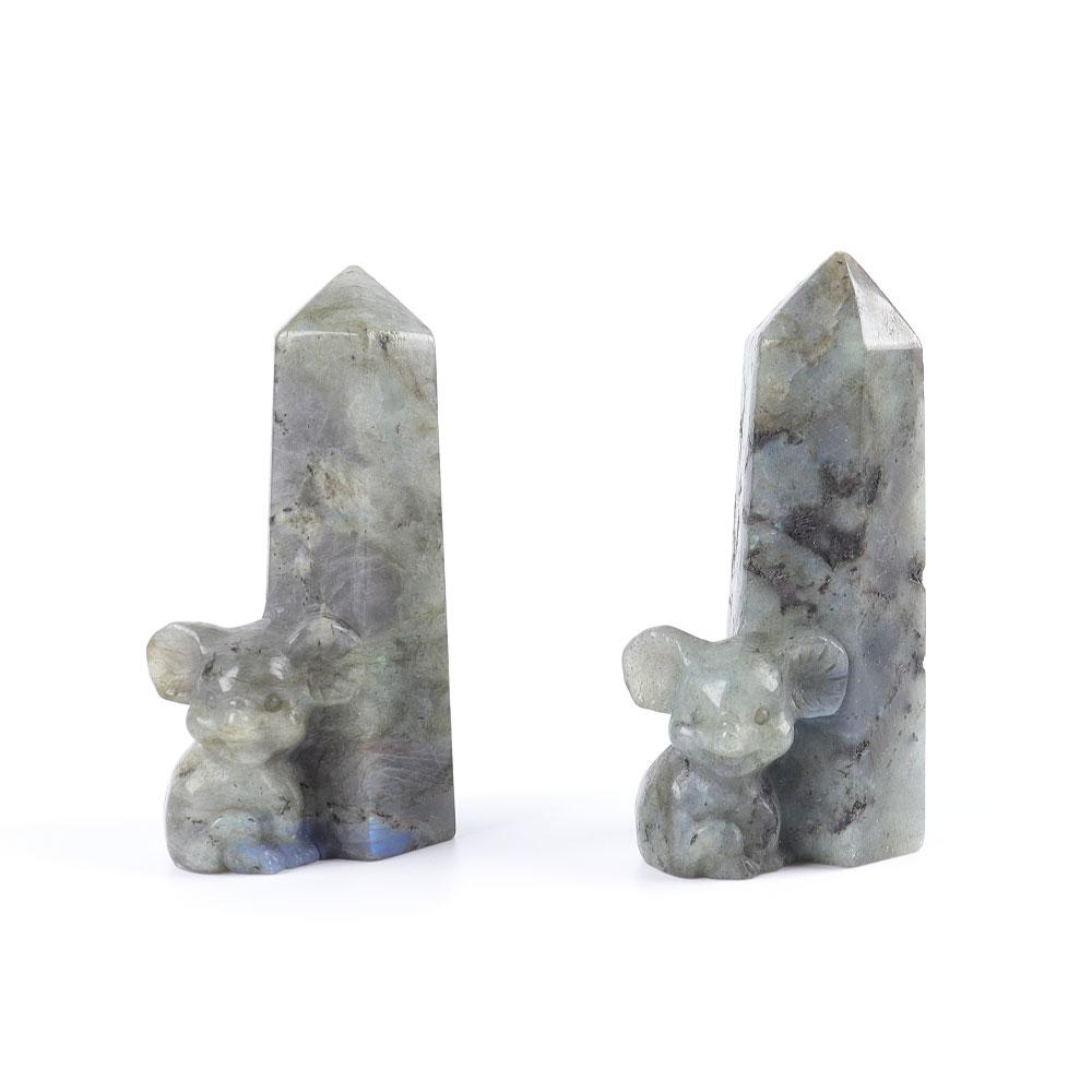 Labradorite Towers with Koala Carving Decor Base Animal Bulk Best Crystal Wholesalers