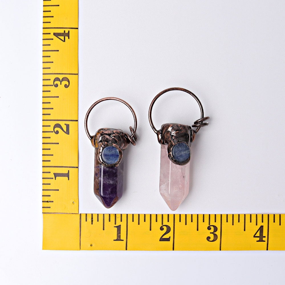 2.4" Amethyst Rose Quartz with Kyanite Pendant for DIY Best Crystal Wholesalers