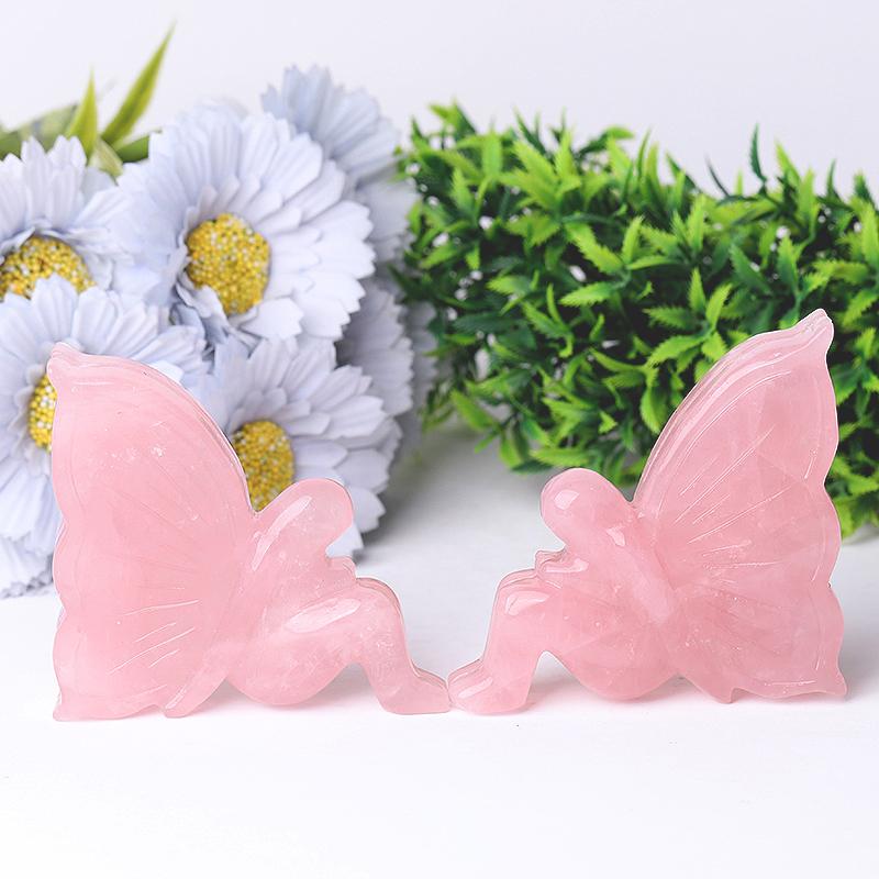 3.3" Rose Quartz Fairy Crystal Carvings Best Crystal Wholesalers