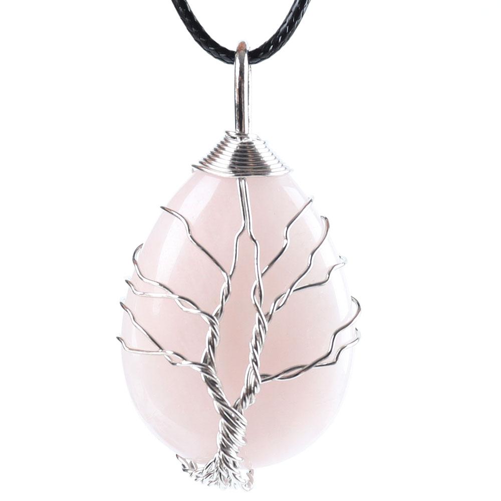 Teardrop Shape Crystal Stone Wire Wrapped Copper Tree of Life Chakra Pendant Best Crystal Wholesalers