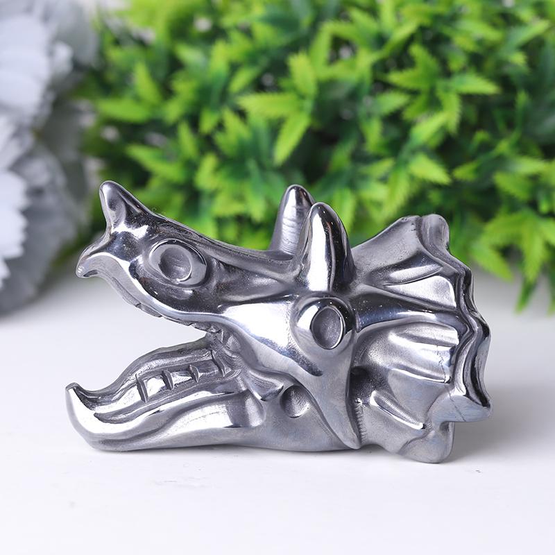 3.5" Terahertz Dragon Head Crystal Hematite Carvings Best Crystal Wholesalers