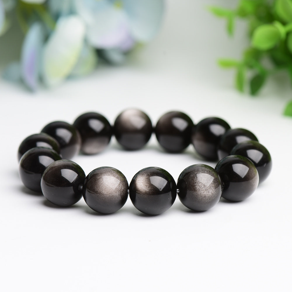 16mm Silver Obsidian Bracelet Bulk WholeslaeBest Crystal Wholesalers