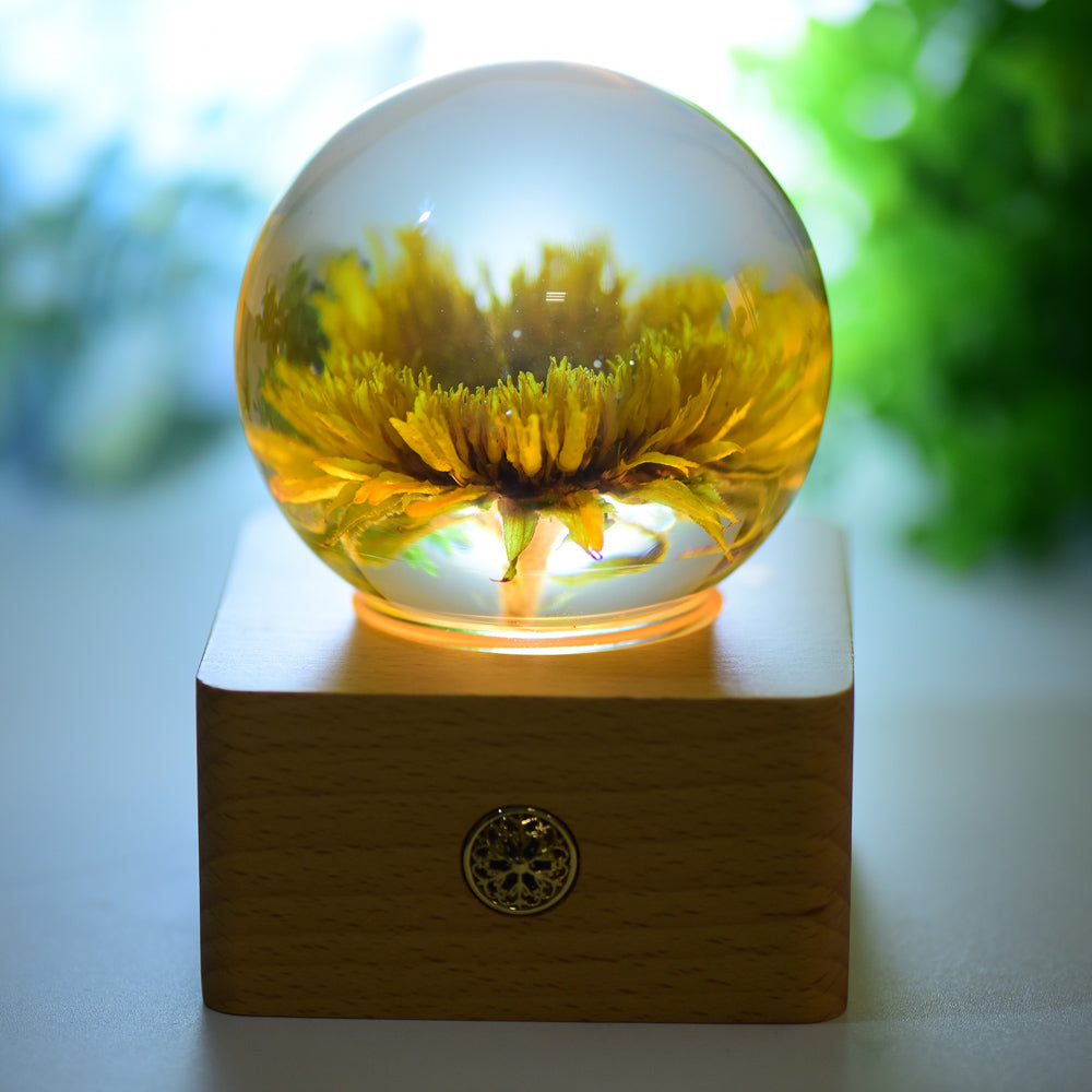 1 Set Resin Sphere with Sunflower Touch-sensitive Switch Lamp Free Form for Bulk WholesaleBest Crystal Wholesalers