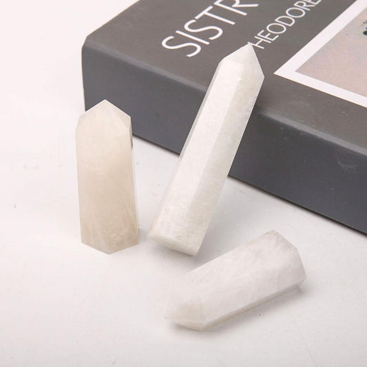 Set of 3 White Moonstone Towers Points Bulk Best Crystal Wholesalers