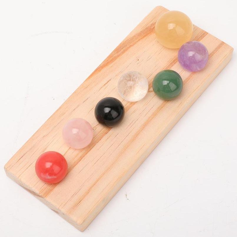 Chakra Spheres with Wooden Stand