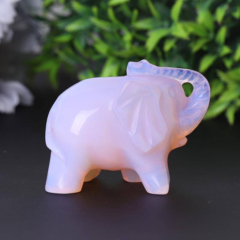 3" Pink Opalite Elephant Crystal Carvings Animal Bulk Best Crystal Wholesalers