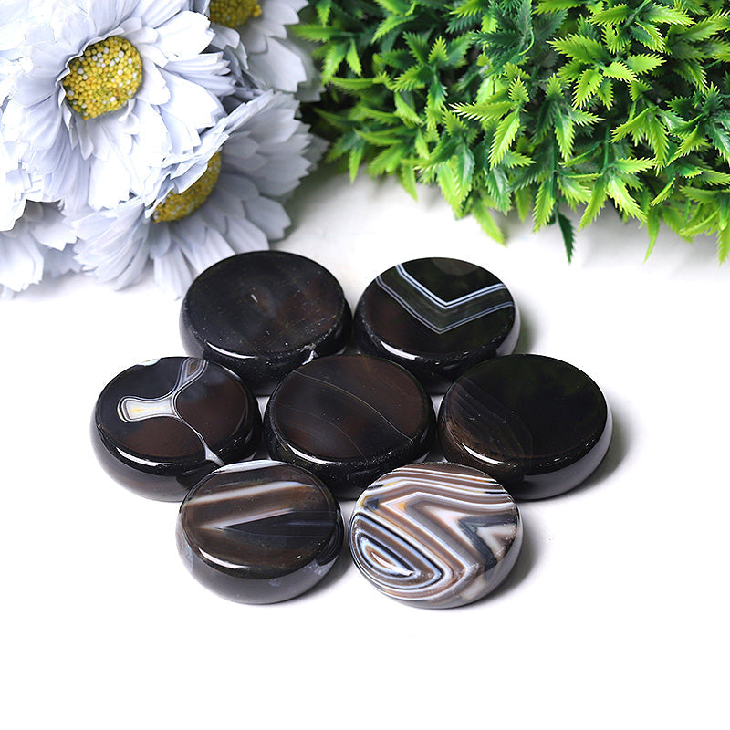 1.76" 1Set Agate Round Piece with Chakra Printed Palm Stone Bulk Best Crystal Wholesalers