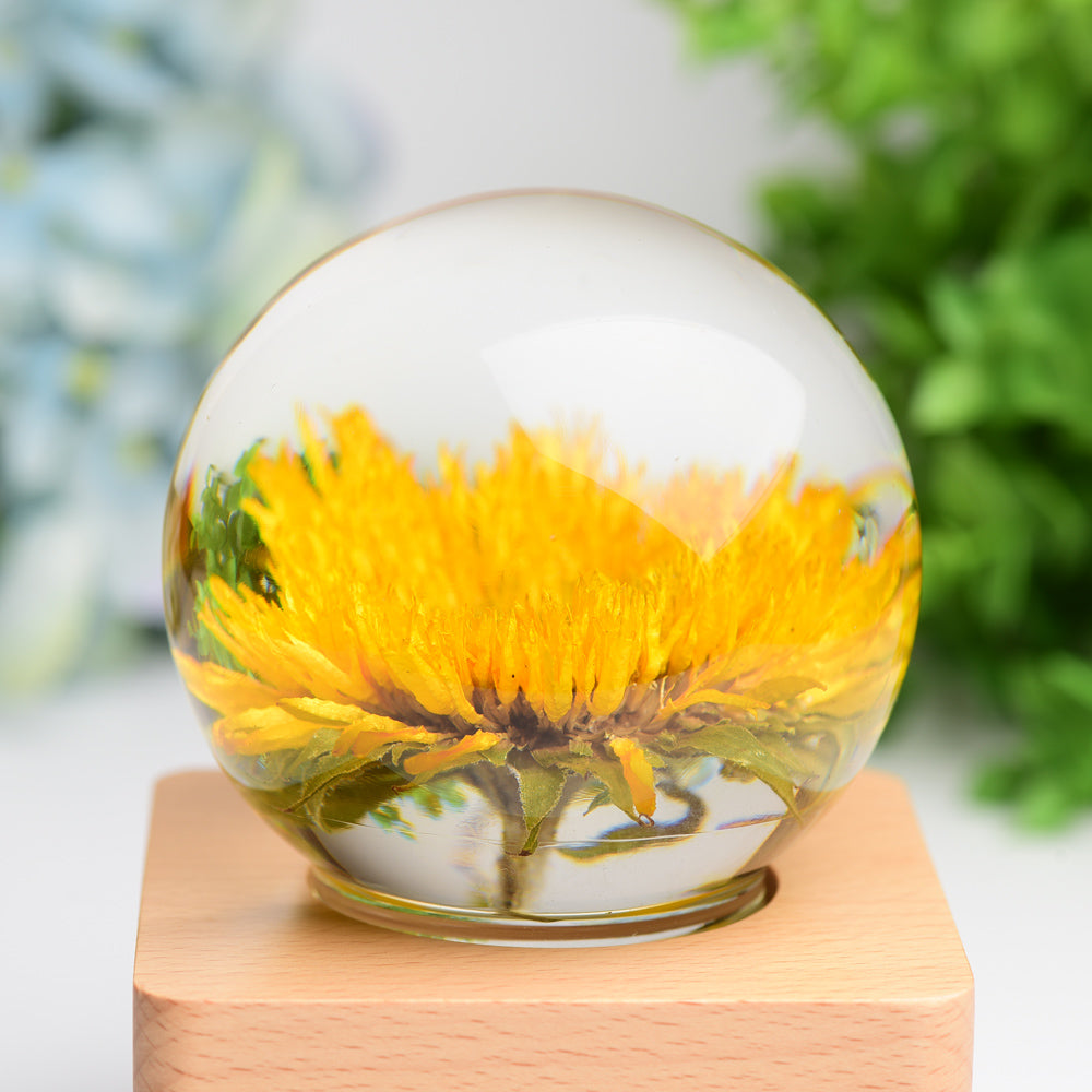 1 Set Resin Sphere with Sunflower Touch-sensitive Switch Lamp Free Form for Bulk WholesaleBest Crystal Wholesalers