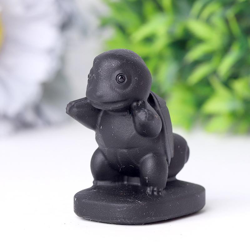 Black Obsidian Squirtle Crystal Carvings Cartoon Bulk Best Crystal Wholesalers