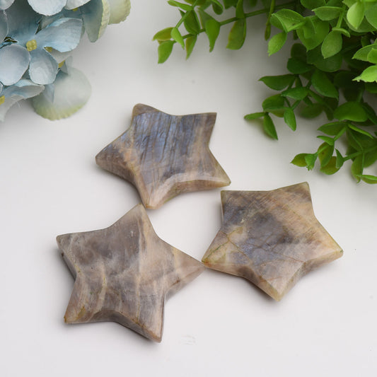 2.2" Peach Moon Stone Star Crystal Carving Bulk WholesaleBest Crystal Wholesalers