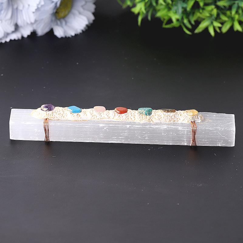 7" Selenite Wand with Chakra Stone Bulk Best Crystal Wholesalers