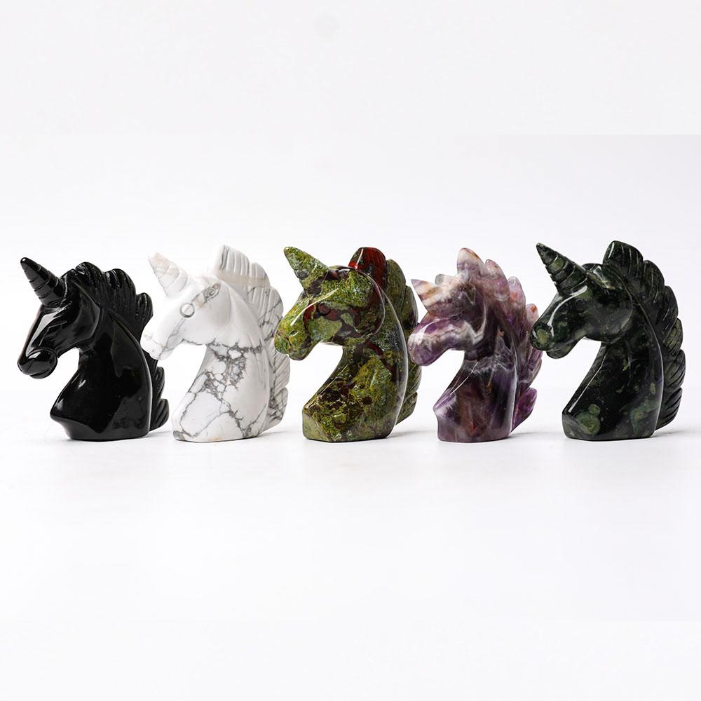 2.0" Black Obsidian Unicorn Crystal Carvings Animal Bulk Best Crystal Wholesalers