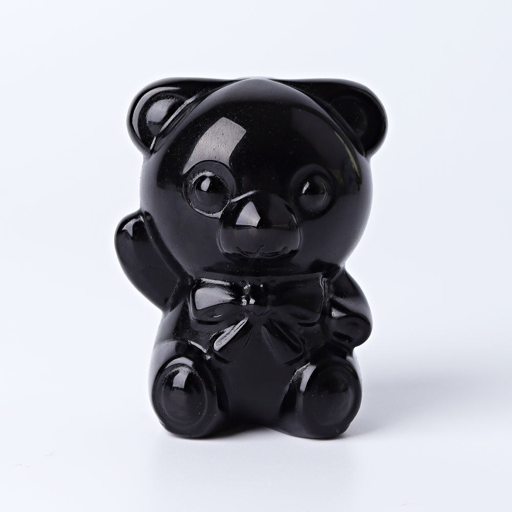 2.7" Black Obsidian Toy Bear Crystal Carvings Cartoon Bulk Best Crystal Wholesalers