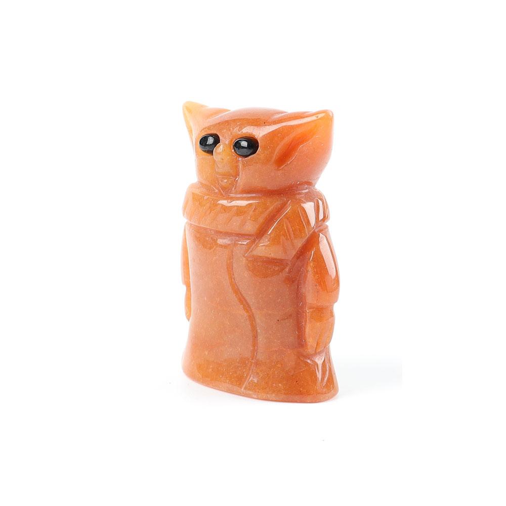 Red Aventurine Crystal Carving Yoda 2" Cartoon BulkBest Crystal Wholesalers