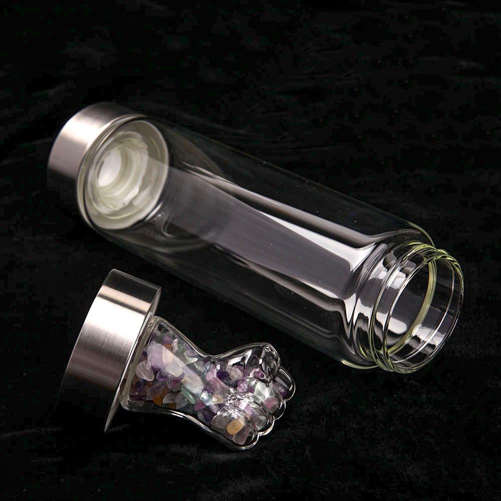 Fluorite Chips Glass Water Bottle